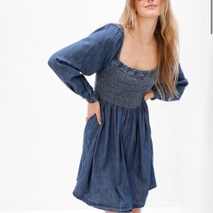 GAP XL Tall denim puff sleeve dress NWT